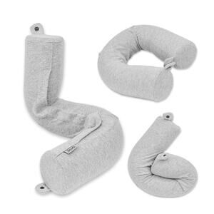 Travel Pillow Dot & Dot Bendable Twist Memory Foam Sleeping Airplanes NEW Gray